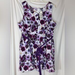 NWT RETROLICIOUS Vintage Inspired Purple Floral A-Line Dress Size 4X-Made in USA